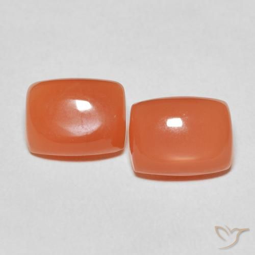 4.82ctw 天然 濃いオレンジ ムーンストーン, クッション, 半透明
