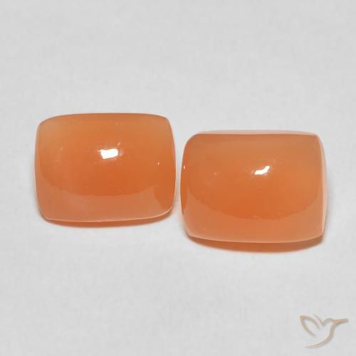 4.85ctw 天然 赤みがかったオレンジ ムーンストーン, クッション, 半透明