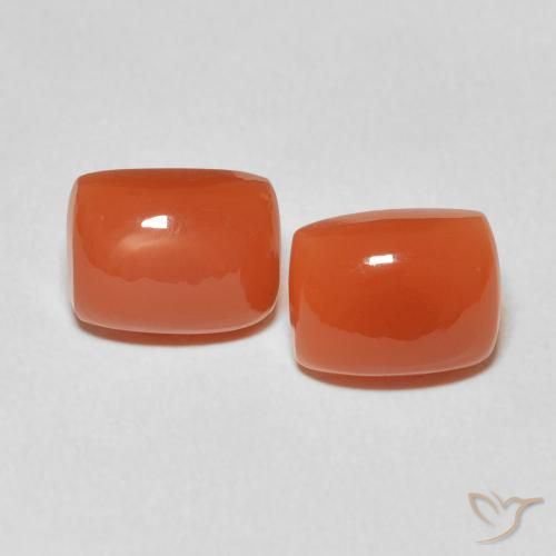4.98ctw 天然 赤みがかったオレンジ ムーンストーン, クッション, 半透明