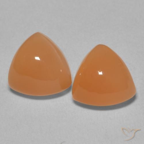 3.80ctw 天然 赤みがかったオレンジ ムーンストーン, トリリオン, 半透明