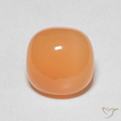 2.16ct 天然 ウォームアプリコットオレンジ ムーンストーン, クッション, 半透明