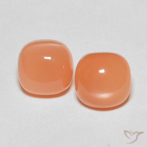 5.20ctw 天然 薄い赤みがかったオレンジ ムーンストーン, クッション, 半透明