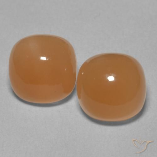 4.79ctw 天然 赤みがかったオレンジ ムーンストーン, クッション, 半透明