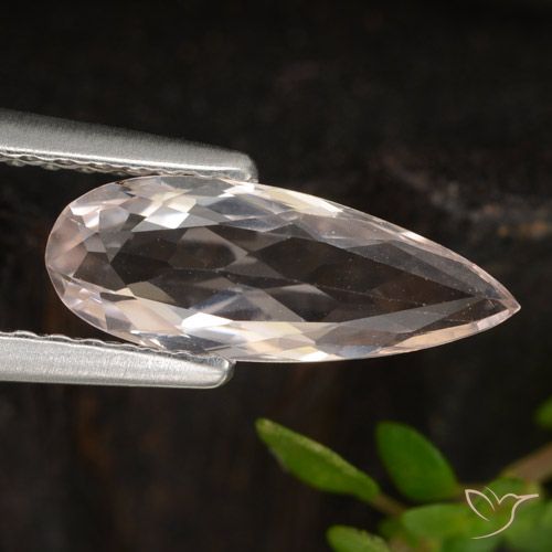0.85ct 天然 非常に薄いピンク モルガナイト, 洋梨の形, VVS-VS