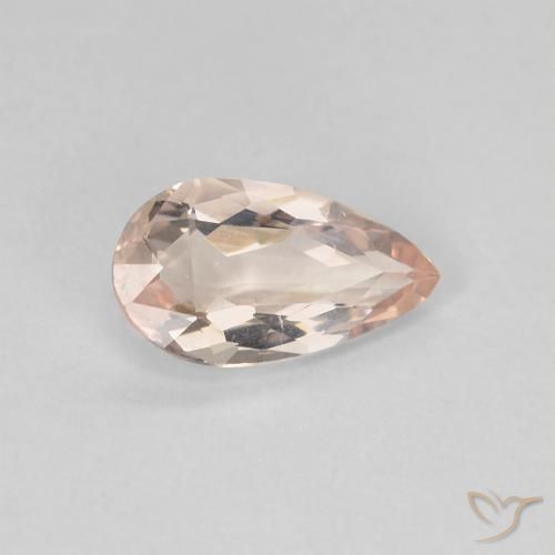 0.91カラットの天然Medium Light-Pinkモルガナイト、洋梨の形、VVS-VS