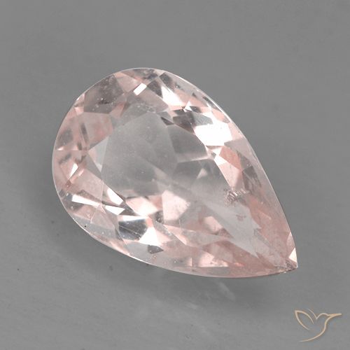 0.78ct 天然 薄いコーラルピンク モルガナイト, 洋梨の形, VS