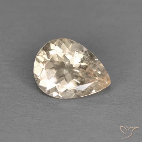 0.89カラットの天然Light Neutral Orangeモルガナイト、洋梨の形、VS