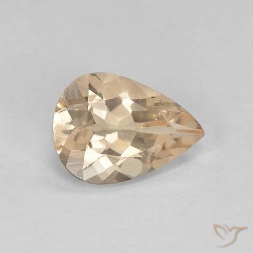 0.85カラットの天然Light Neutral Orangeモルガナイト、洋梨の形、VS