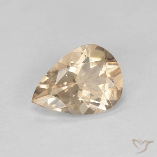 0.85カラットの天然Light Neutral Orangeモルガナイト、洋梨の形、VS