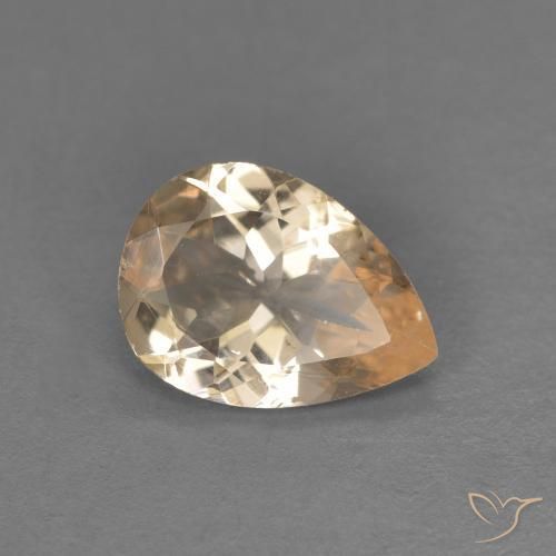 0.82カラットの天然Light Neutral Orangeモルガナイト、洋梨の形、VS