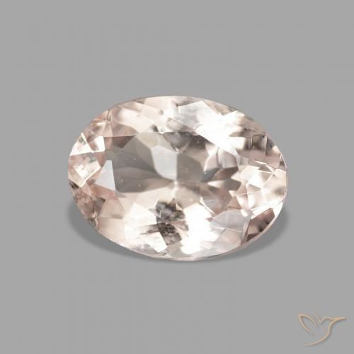 0.95カラットの天然Medium Light-Pinkモルガナイト、楕円形、VVS-VS