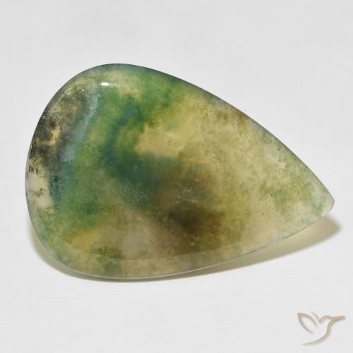 76.96ct 天然 マルチカラー モスアゲート, 洋梨の形, 半透明