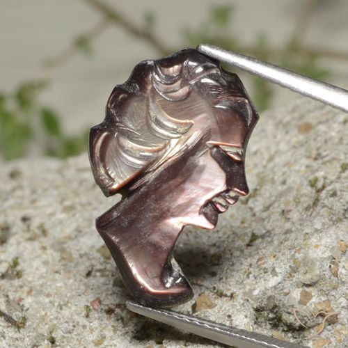 3.90ct 天然 スモーキー 真珠の母, ファンシー, オペーク