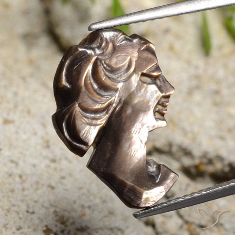 3.65ct 天然 スモーキー 真珠の母, ファンシー, オペーク