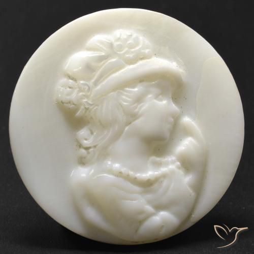 15.21カラットの天然パール・ホワイト真珠の母、ラウンドカット、オペーク