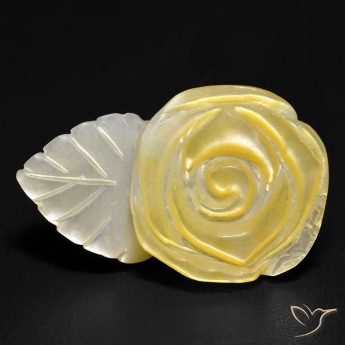 21.40ct 天然 ミディアムイエロー 真珠の母, フラワーカット, オペーク