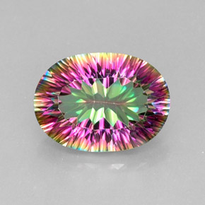 11.45カラットの天然トップレインボーミスティッククォーツ（18×13.2 mm・オーバルカット）