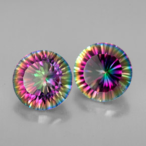 カラットの天然トップレインボーミスティッククォーツ（9.12 mm・ラウンドカット）