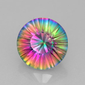 2.87カラットの天然トップレインボーミスティッククォーツ（9.18 mm・ラウンドカット）