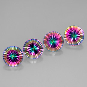 カラットの天然トップレインボーミスティッククォーツ（9.12 mm・ラウンドカット）