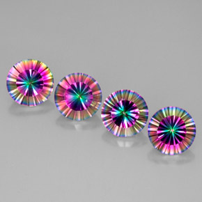 カラットの天然トップレインボーミスティッククォーツ（9.12 mm・ラウンドカット）