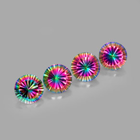 カラットの天然トップレインボーミスティッククォーツ（9.08 mm・ラウンドカット）