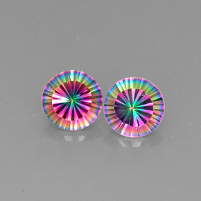 カラットの天然トップレインボーミスティッククォーツ（9.21 mm・ラウンドカット）