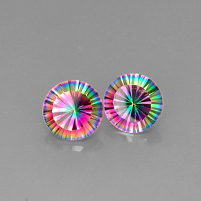 カラットの天然トップレインボーミスティッククォーツ（9.21 mm・ラウンドカット）