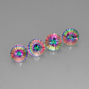 カラットの天然トップレインボーミスティッククォーツ（9.20 mm・ラウンドカット）