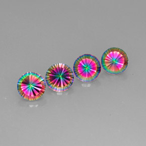 カラットの天然トップレインボーミスティッククォーツ（9.04 mm・ラウンドカット）