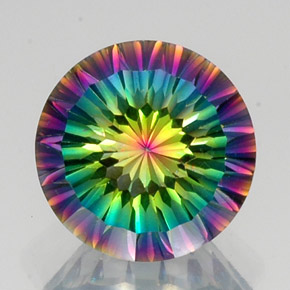 9.54カラットの天然トップレインボーミスティッククォーツ、ラウンドカット、VVS-VS