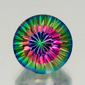 12.28カラットの天然トップレインボーミスティッククォーツ、ラウンドカット、VVS-VS