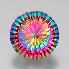 11.34カラットの天然トップレインボーミスティッククォーツ、ラウンドカット、VVS-VS