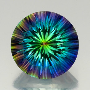 19.24カラットの天然トップレインボーミスティッククォーツ、ラウンドカット、VVS-VS