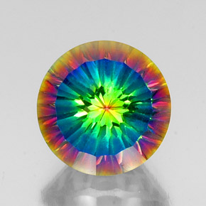 10.27カラットの天然トップレインボーミスティッククォーツ（14.13 mm・ラウンドカット）