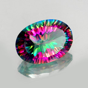 11.58カラットの天然トップレインボーミスティッククォーツ（18.1×13 mm・オーバルカット）