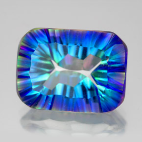 11.00カラットの天然トップレインボーミスティッククォーツ、エメラルドカット、VVS-VS