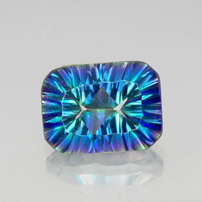 10.52カラットの天然トップレインボーミスティッククォーツ、エメラルドカット、VVS