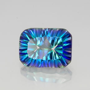 10.52カラットの天然トップレインボーミスティッククォーツ、エメラルドカット、VVS