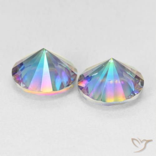 3.30カラットの天然マルチカラーブルーミスティッククォーツ（8.06 mm・ラウンドカット）