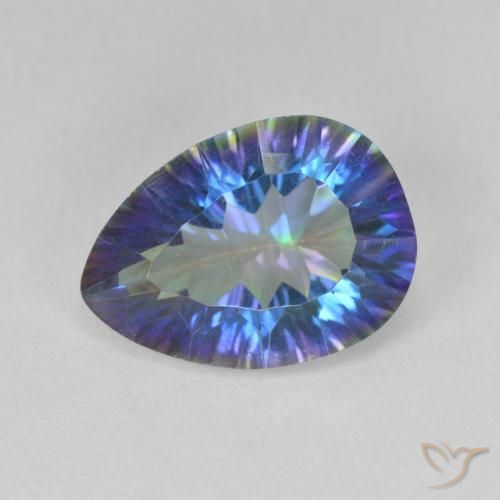 4.82ct 天然 マルチカラーブルー ミスティッククォーツ, 洋梨の形, VS