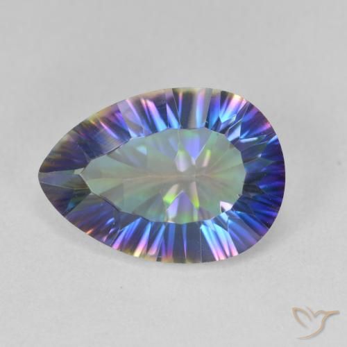 4.73ct 天然 マルチカラーブルー ミスティッククォーツ, 洋梨の形, VVS-VS