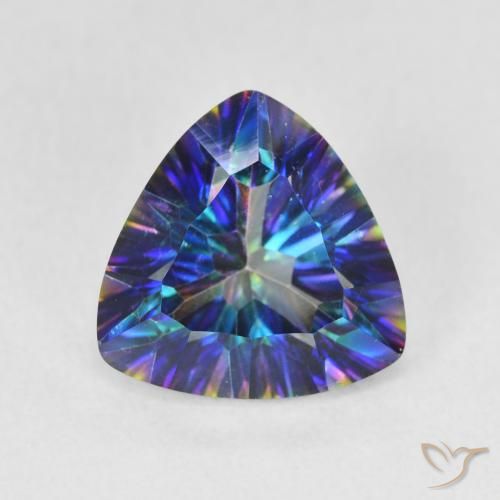 3.01ct 天然 マルチカラーブルー ミスティッククォーツ, トリリオン, VS