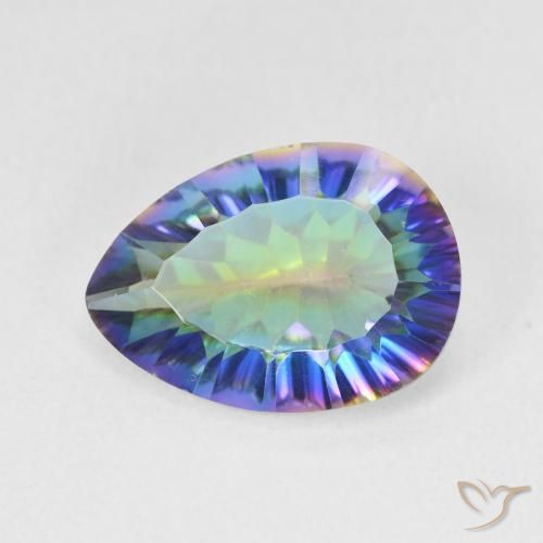 4.68ct 天然 マルチカラーブルー ミスティッククォーツ, 洋梨の形, VS