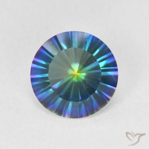 1.58ct 天然 マルチカラーブルー ミスティッククォーツ, ラウンド, VVS