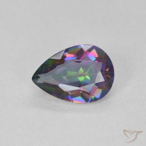 0.61ct 天然 マルチカラー ミスティッククォーツ, 洋梨の形, VVS-VS