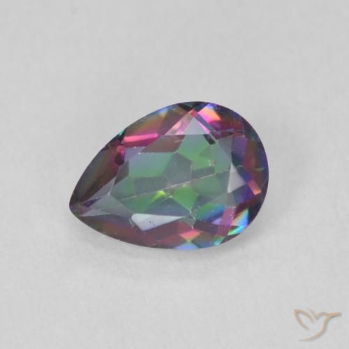 0.65ct 天然 マルチカラー ミスティッククォーツ, 洋梨の形, VVS-VS