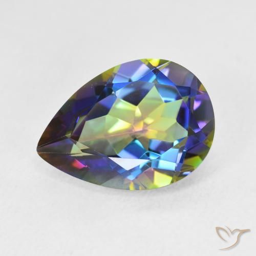 4.91ct 天然 マルチカラー ミスティッククォーツ, 洋梨の形, VVS