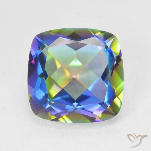 6.64ct 天然 マルチカラー ミスティッククォーツ, クッション, VVS