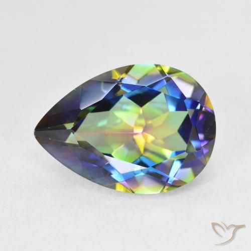 5.12ct 天然 マルチカラー ミスティッククォーツ, 洋梨の形, VVS